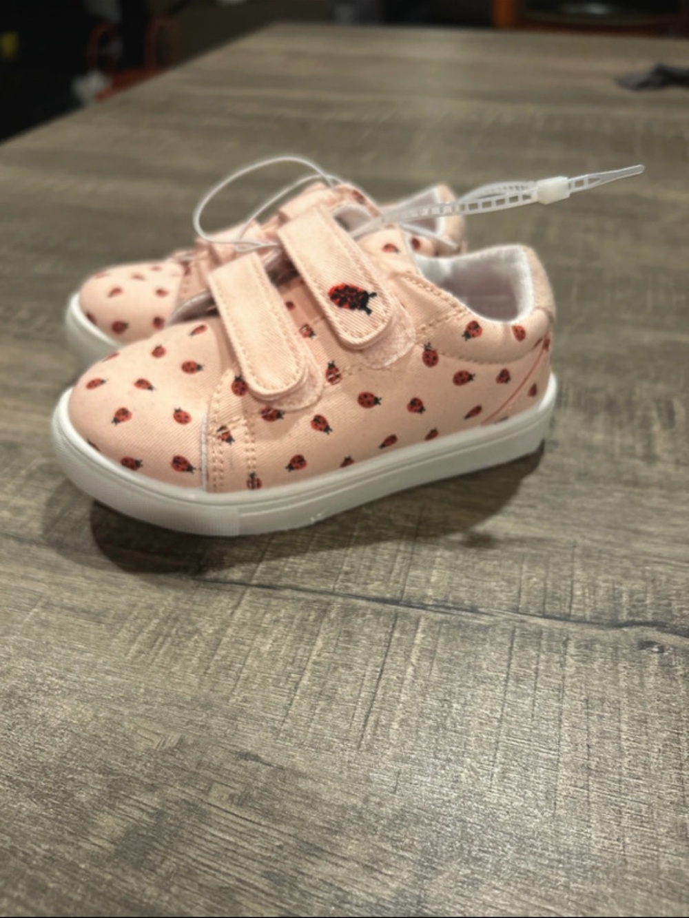 Pink Kids Canvas Sneakers with Ladybug Accent
